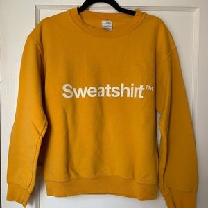 Statement “Sweatshirt” Crew Neck Sweatshirt - Mustard Yellow